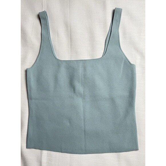 VINCE Square Neck Sweater Tank Cami Top In Pale Bay Sz Medium New - Picture 3 of 6